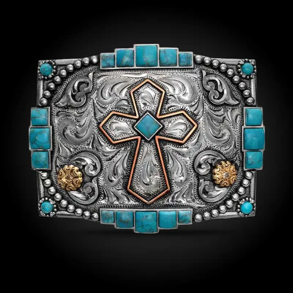 Turquoise Cross Belt Buckle (In Stock)